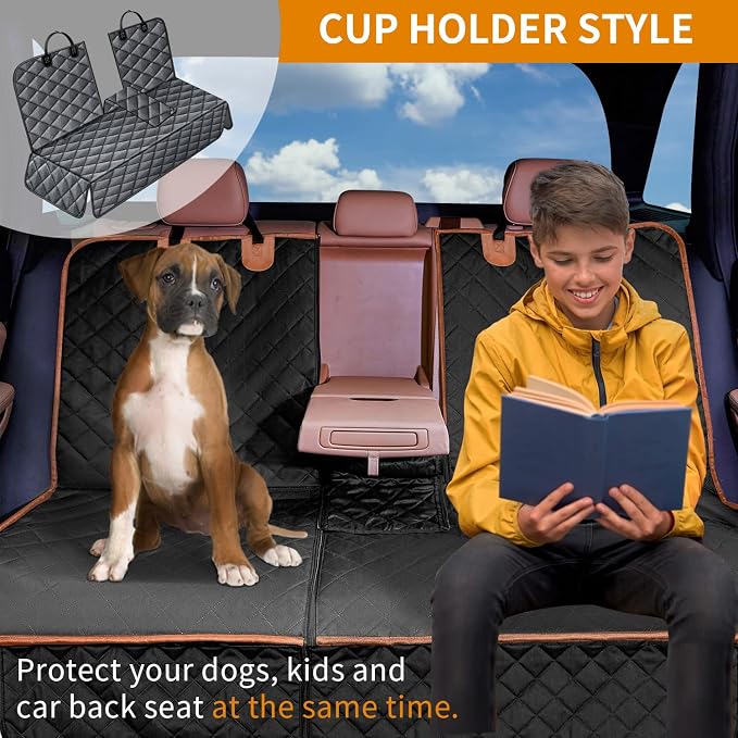 IVY&LANE Dog Car Seat Cover for Back Seat,Conversible 2-in-1 Waterproof Front Seat Cover,Heavy-Duty & Scratchproof Car Seat Protector Cover for SUVs,Trucks and Sedans,Large