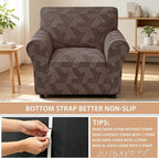 ZNSAYOTX Stretch Armchair Covers for, 1-Piece Chair Slipcovers for Living Room, Furniture Protector with Elastic Bottom for Dogs Cats Kids Geometrical Jacquard Fabric (Small, Brown)