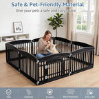 DUMOS Dog Playpen 8 Panels 24" Plastic Exercise Indoor Pen with Door Small Puppy, Medium Dogs Animal Pet Fence for Outdoor, Garden, Yard, RV Camping, Black