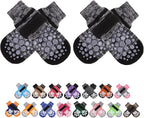 PUPTECK Anti-Slip Dog Socks with Double Sides for Small Medium Large Dogs Hardwood Floors Prevents Licking, Dog Shoes for Hot Pavement Traction Control Paw Protector for Senior Dogs, Striped Black XL