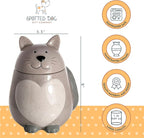 SPOTTED DOG GIFT COMPANY Ceramic Cookie Jar with Lid, Large Cat Treat Container for Cookies & Biscuits, Cute Novelty Kitchen Storage for Countertop, Gifts for Cat Lovers - 43oz Gray