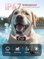 DINJOO Bark Collar for Large Medium Small Dogs - Smart AI 1S Stop Barking, Anti Barking Device & Dog Training Collar with Beep, Vibration & 8-Level Sensitivity, IP67 Waterproof - Pastel Pink