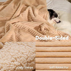 Waterproof Calming Dog Blanket for Medium Dogs, Noiseless Soft Plush Pet Blanket for Cats, 500GSM Thick Faux Fur Pet Throw, Couch Furniture Protector for Puppy, Sand Beige, 30x40IN