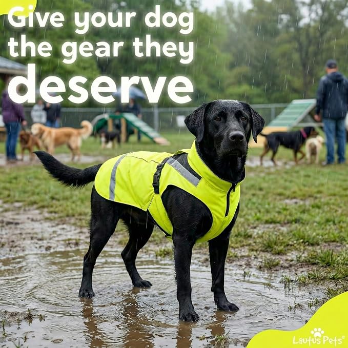 Waterproof Dog Rain Coat, Reflective Safety Strips & Leash Hole – Lightweight Adjustable Jacket for Medium Breeds - M, Yellow