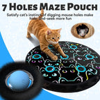 ORSDA Cat Toys, Interactive Fast Rolling Ball in Pouch, Hide and Seek for Indoor Cats, Motion Chirping Activated Moving Ball, 7 Holes Mat Mouse Catching Game