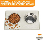 Neater Pet Brands Neater Mat Pet Mats for Food and Water, Cat & Dog Bowl Mat Waterproof Silicone, Feeding Tray, Dog Food Mats for Floors, Placemat w/Raised Edge for Under Bowls, 16” x 10”, Cream