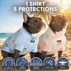 Spark Paws Sunblock Dog T-Shirt, SPF30 Protection, Lightweight Breathable Quick Dry for Dogs with Sensitive Skin- Pineapple & Seashells (Set of 2) - Size 4XL