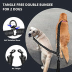 Uppetly Hands Free 2 Dog Running Leash with Waist Belt, Dual Handle Elastic Bungees Retractable Rope for Medium and Large Dogs, Reflective Stitches for Walking Hiking Biking (Large Blue, 25-120lb)