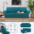 Stretch Couch Covers for Sofa, 3 Cushion Couch Slipcover,Peacock Blue