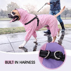Lelepet Rain Coats for Dogs Waterproof, Pink, M | Four legs keeps fur clean and dry, Built in harness for easy outdoor trips, Reflective stripes ensure safety in dim light