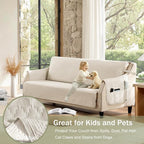 Boho Quilted Grand Sofa Covers Washable, Couch Cover for Grand Sofa, Soft Cozy Couch Protector for 4 Cushion Couch, Oversized Grand Sofa Slipcovers Water-Repellent (Grand Sofa 88", Beige)
