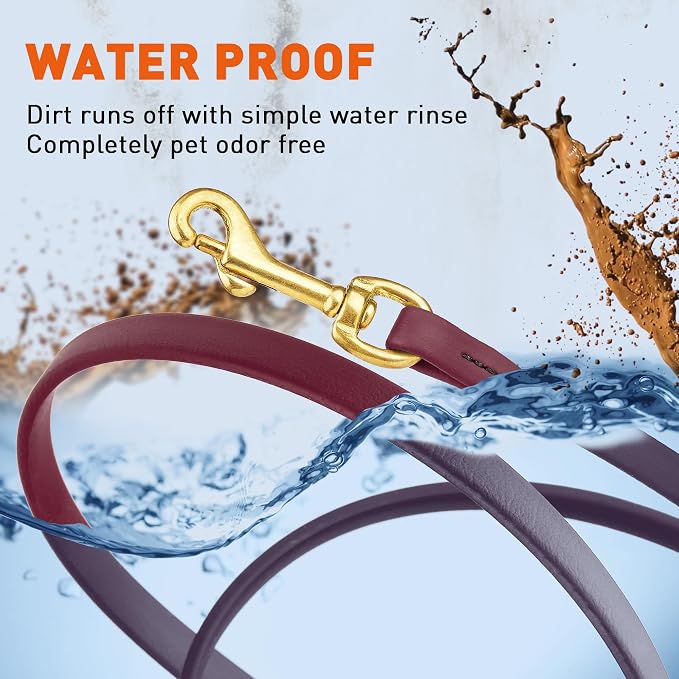 Viper Biothane K9 Working Dog Leash Waterproof Lead for Tracking Training Schutzhund Odor-Proof Long Line with Solid Brass Snap for Puppy Medium and Large Dogs, 20ft Merlot Burgundy