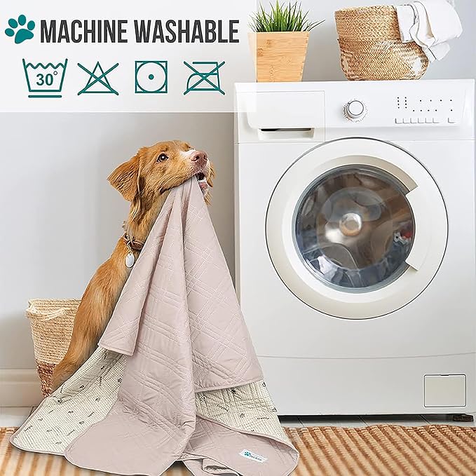 PetAmi Waterproof Couch Cover for Dog Nonslip Bed Sofa Blanket, 68x82 Beige | Leakproof Furniture Protector for Pet Cat, Machine Washable Pee Proof Mat for Chair Car Seat, Durable & Anti Slip Backing