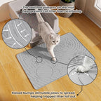 Cat Litter Mat Medium 23.6x15.7in, Light Grey Silicone Rubber Scatter Control Kitty Litter Box Trapping Mat, Waterproof Easy to Clean, Odorless Pet Supplies, Indoor Cat Essentials