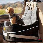 【Master Crafted for Medium Dogs】 PetDance Dog Car Seat with Anti-Tip Design | Cooling Cushion Dog Car Bed for Medium & Small Dogs Up to 50 lbs, 30% Extra Spacious, Anti-Slip Base, Hazy Silver Gray