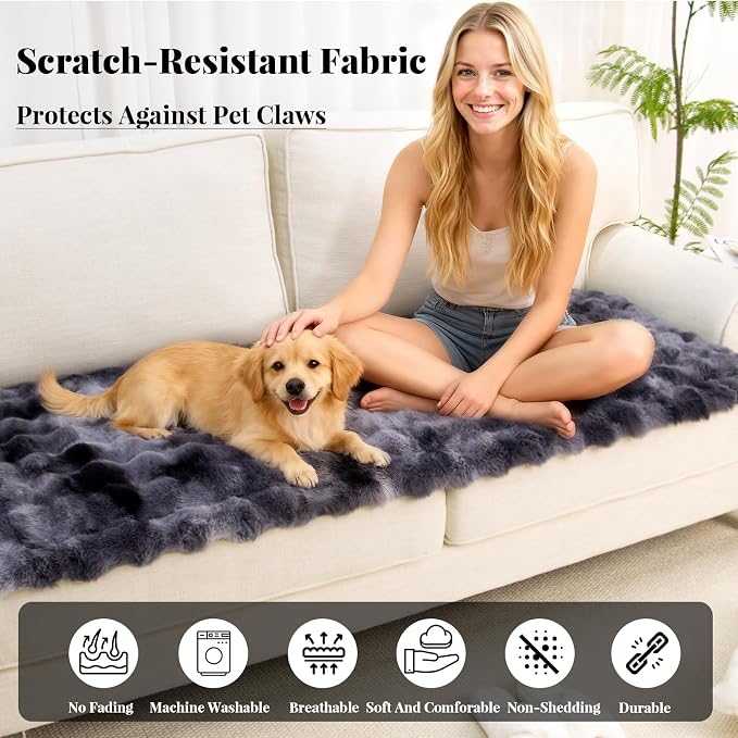 Non Slip Sofa Cover, Plush Pet Sofa Covers for Dogs Washable Couch Protector for Cushion, Warm Fuzzy Dog Pet Friendly Furniture Covers Protector Slipcovers for Sectional Couches and Sofas, 27.6"x70.9"
