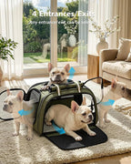 Pecute Cat Carrier with Bubble Window & Sunshade for Dogs Cats, Green XL | Dual bubble windows & top sunshade, 70% more airflow mesh, Impact-resistant stable frame, Locking zippers, Fits up to 20 lbs