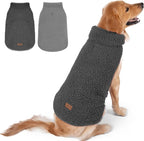 cyeollo 2XL Dog Coat, Sherpa Winter Dogs Sweater Warm Fleece Doggie Coats Turtleneck Reversible Jackets for Small Medium Large Dogs with Leash Hole, Soft Cold Weather Vest, Dark Grey XXL