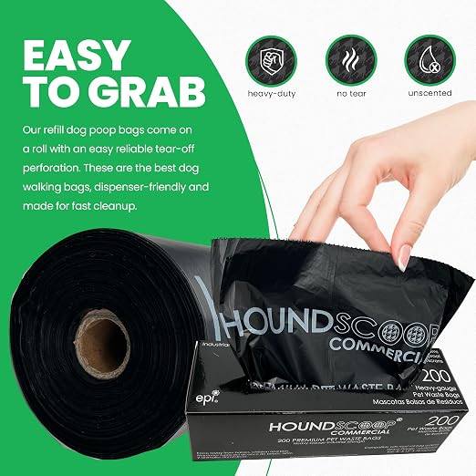 2000 Ct Pet Waste Bags on Roll for Poop Station Dispensers | 10x200 Pet Waste Bags on Roll in box, Commercial-grade, Leakproof, Poop Station Refills for Parks, HOAs Residential Stations