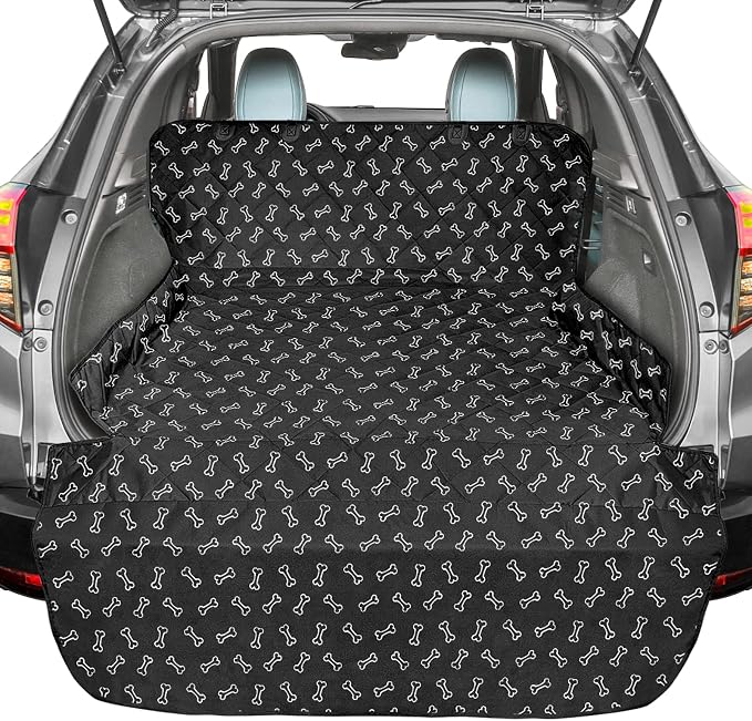 F-color SUV Cargo Liner for Dogs - Heavy Duty Cargo Cover for Mid-Size SUVs | Water Resistant, Bumper Flap, Non-Slip Mat, Car Trunk Dog Car Seat Cover Prevents Scratches Pet Hair Mud Dirt for Sedans Vans