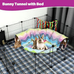 BWOGUE Bunny Tunnel Bed, 2-in-1 Collapsible Rabbit Tunnel Hideout with Mat | Removable Mat for Washing, Ball Toy for Play, Tunnel Tubes for Hiding, Soft Suede Fabric, Cats Rabbits Guinea Pigs