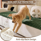 FUANGUI Waterproof Couch Cover Sofa Cover for Dogs and Pets Sofa Protector | Non-Slip Washable Fuzzy Soft Cat Bed Sofa Slipcover for 2-3 Cushion Couch Sofa Pet Friendly, Dark Green, 27.6" x 94.5", 1 pcs