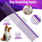 Wenshall Professional Dog Grooming Scissors Set, 7.0 Inch Titanium Straight & Thinning & Curved scissors and Comb for Dog grooming (Purple)
