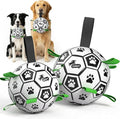 QDAN 2 PCS Dog Toys Soccer Ball Set with Straps, Interactive Dog Toys for Tug of War, Puppy Birthday Gifts, Dog Water Toy, Durable Dog Balls for Medium & Large Dogs（6 & 8 Inch）