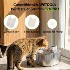 Cat Water Fountain Filter,12 Pack FS10PRO Cat Fountain Filter Replacement, 12 PCS Filters & 12 PCS Sponge Set for Stainless Steel Cat Dispenser,6 Layer Filters for Pet Fountain