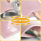 Pieviev Litter Box Mat, Double-Layer Urineproof Design, 30" x 24" Pink | Honeycomb Litter Trapping Mat Captures Scattered Particles to Stop Tracking, Waterproof Base Protects Floors, Easy to Clean