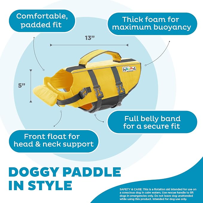 Outward Hound Granby Splash Yellow Dog Life Jacket, Small