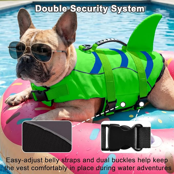 Fragralley Shark Fin Dog Life Jacket, High Buoyancy with Tear-Resistant Nylon of Dog Swim Vest, Pet Life Preserver for Small Medium Large Dogs, Puppy Float Vest for Swimming and Boating
