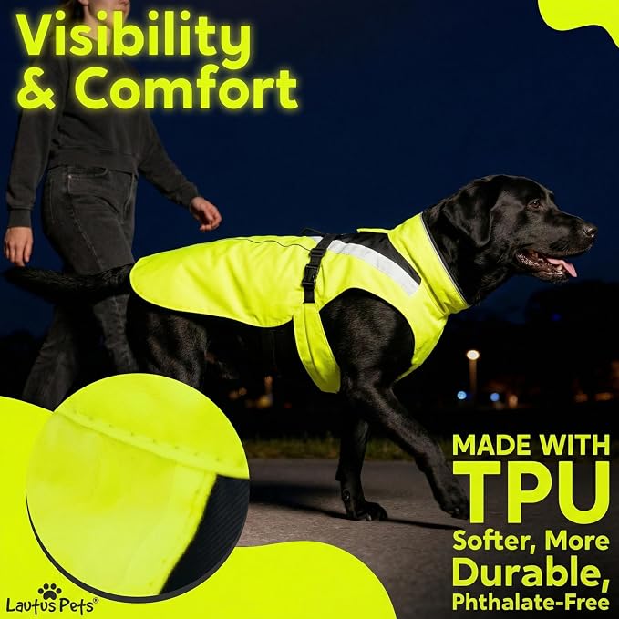 Waterproof Dog Rain Coat, Reflective Safety Strips & Leash Hole – Lightweight Adjustable Jacket for Medium Breeds - M, Yellow
