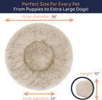 Donut Dog Bed - Premium Comfort for Anxiety Relief - Fluffy & Calming Design with Ultra-Plush Support | Cozy Round Dog Bed with Super Soft Circle Style (Beige, Large)