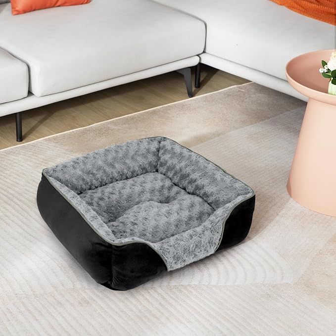 INVENHO Large Dog Bed Rectangle Washable Orthopedic Soft Calming Sleeping Durable Pet Cuddler with Anti-Slip Bottom
