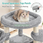 Cat Tree, 81.1" Skyward Corner Cat Tower for Large Cats VCT031W | Space-Smart Cat Furniture with Diamond Hideout, Grand Platform, Firm Base, 3 Soft Hammock & Pet Relax Station, Light Gray