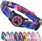 Airtag Dog Collar,with Waterproof airtag Holder，Original Stylish Cute Pattern Design.QR Code ID Buckle，Comfortable Soft Cotton for Small Medium Large Dogs