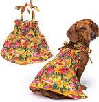 Parisian Pet Hawaiian Dog Dress - 100% Cotton Summer Clothes for Large Dogs Girl - Pet Dress with Pull-Up Straps - Floral Beach Dog Outfit - Lightweight Puppy Clothes - Stylish Dresses for Dogs