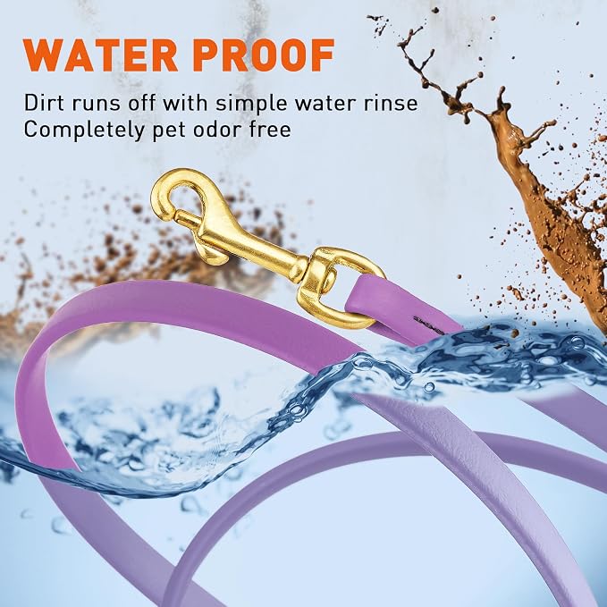 Viper Biothane K9 Working Dog Leash Waterproof Lead for Tracking Training Schutzhund Odor-Proof Long Line with Solid Brass Snap for Puppy Medium and Large Dogs, 20ft Amethyst Purple