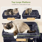 Globlazer F66 Corner Cat Tree, 66in Multi-Level Climbing Tower, Dark Grey | Kitty Condos Cat Scratching Tower for Indoor Multiple Cats with Large Platform, 3 Cat Caves, Hanging Basket