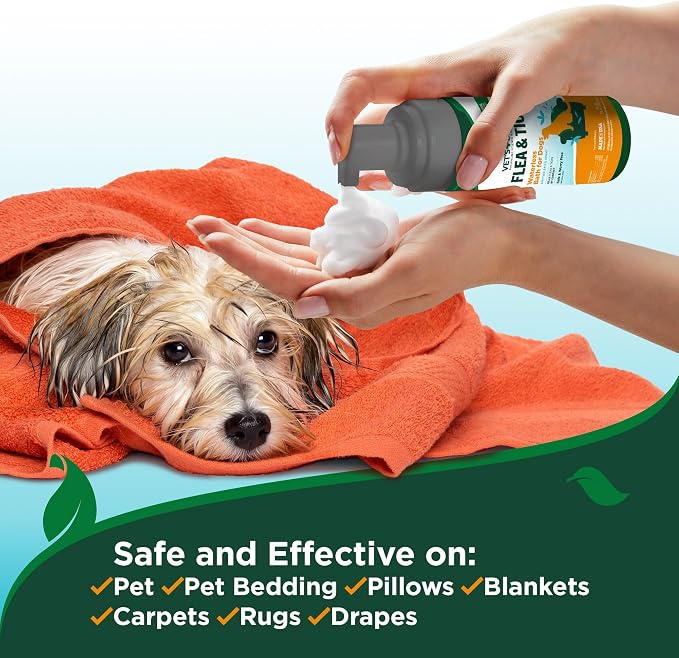 Vet's Best Waterless Flea & Tick Bath for Dogs, Essential Oil Spray, 8 oz | Waterless Flea & Tick Bath, Essential Oil Formula, Kills Pests on Contact, No-Rinse Dry Shampoo Spray, Made in USA
