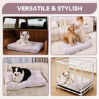 Orthopedic Dog Bed for Dogs, Calming Plush Dog Mat with Thick Cushion Support, Washable Fluffy Pet Bed with Non-Slip Bottom, Soft Indoor Dog Crate Bed (Purple, 41.0" L x 27.0" W x 4.0" Th)