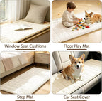 FUANGUI Waterproof Couch Cover Sofa Cover for Dogs and Pets Sofa Protector | Non-Slip Washable Fuzzy Soft Cat Bed Sofa Slipcover for 2-3 Cushion Couch Sofa Pet Friendly, Beige, 27.6" x 70.9", 1 pcs