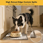 Pieviev Silicone Dog Cat Food Bowl Mat, Waterproof Raised Edge, 24'' x 16'' | Food-Grade Bpa-Free Pet Food Mat, Waterproof & Non-Slip, Raised Edges Contains Spills & Drips, Fits Pet Bowls and Fountains