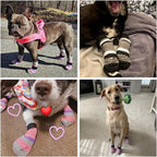 KOOLTAIL Anti Slip Dog Socks for Hot/Clod Pavement to Prevent Licking Paws with Grippers, 3 Pairs Paw Protector, Double Sides Stripe Dog Shoes Toe Grips for Small Medium Large Senior Dogs
