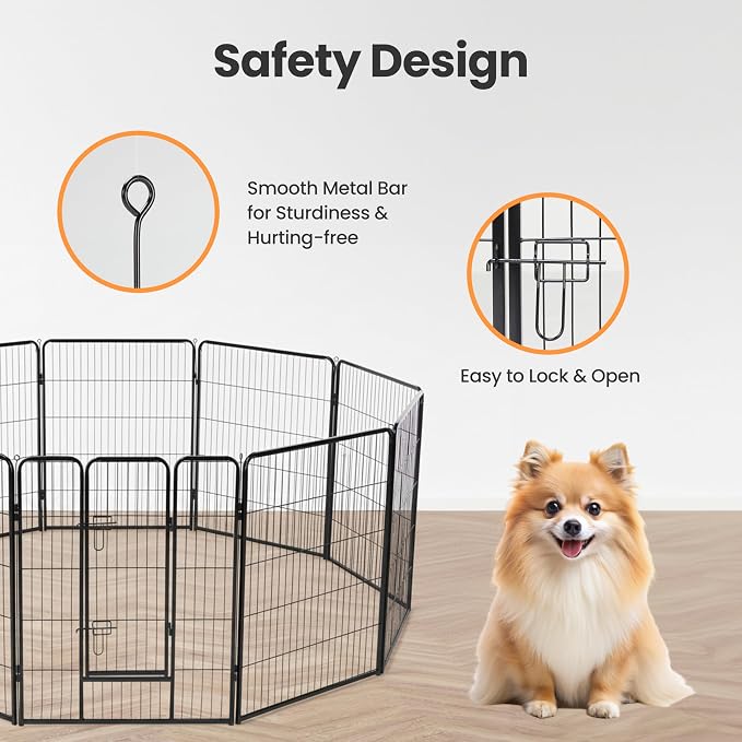 Simple Deluxe Dog Playpen Outdoor Indoor, 32 Inch 8 Panels Dog Fence for Small/Medium Dogs Puppy, Perfect Dog Pen for Camping, Yard, RV, Garden Fence, Black