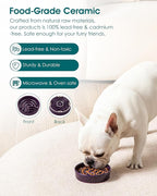 vancasso Slow Feeder Dog Bowl, 0.6 Cup Ceramic Slow Feeding Food Dish for Small Breed, Puzzle Dog Food Bowl for Fast Eater, Dark Purple