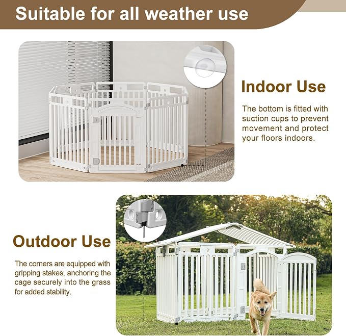 Pet Playpen with Door Dog Playpen Foldable Puppy Playpen for Puppies and Small Dogs 8-Panels Easy Assemble Easy Storing for Indoor and Outdoor (8 Panels)