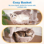 Hey-brother Cat Tree Tower with Large Platform, Spacious Condo, MPJ060MU | 35.4 Inches, 2 Cozy Hammocks, Self-Grooming Brush, Sisal Scratching Posts for Big Indoor Adult, Maine Coon, Muchroom