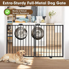 52" Extra Wide Dog Gate Indoor, Heavy Duty Metal Freestanding Dog Gate-Auto Close, Foldable Pet Fence – Anti-Topple Stability Feet for Stairs, Doorways,House,Porch,Deck,Yard(2 Panels,Black)